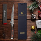 Sunnecko Boning Knife with Pakkawood Handle,6 inch High Carbon German Stainless Steel Fillet Knife for Meat and Poultry