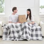 Cozy Bliss Luxury Sherpa Throw Blanket for Couch, Premium Reversible Buffalo Plaid Thick Throw, Warm Cozy Soft Blanket for Home and Gifts (Grey, 60" x 80")