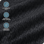 Bare Home Textured Fleece Blanket - Throw/Travel - Ultra-Soft Lightweight for Bed, Sofa, and Couch - Luxury Microplush - Cozy Warm Blanket (Throw/Travel, Chevron Black)