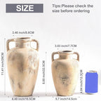 Ceramic Flower Vase, 8.85 inch Tall Terracotta Vase with 2 Handles, Rustic Farmhouse Vase for Home Decor, Living Room Shelf Decor, Enterway, Table