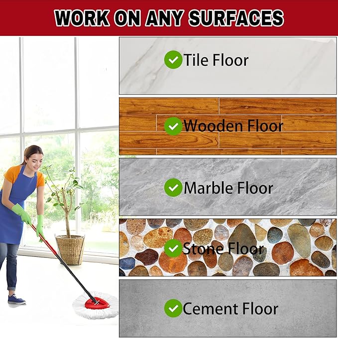 10 Pack Spin Mop Replacement Heads, Mop Replace Head Easywring 1-Tank System, Mop Head Replacement for Hardwood Floor Cleaning, Machine Washable and Easy to Replace