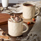 HaWare 14OZ Coffee Mugs Set of 6, Stoneware Coffee Cups with Handle, Latte Mug for Man, Woman, Dad, Mom, Modern Tea Mugs for Latte/Cappuccino/Cocoa/Milk, Dishwasher& Microwave Safe, Saturn Khaki