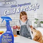 HOPE'S Perfect Kitchen Cleaner Spray - 32 Oz No-Residue All Purpose Cleaning Spray - Multisurface Degreaser for Counters, Stoves, Microwaves, and More - Pet and Home Safe - Pack of 2