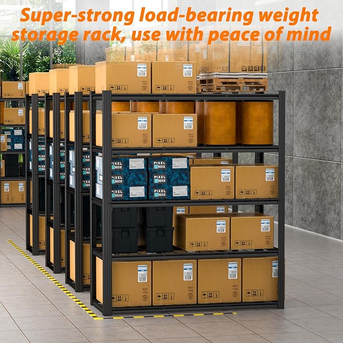 ROOMTEC 60" W Garage Shelving Heavy Duty,33000LBS Storage Shelves,5-Tier Adjustable Metal Shelving Utility Shelf Rack Garage Storage Organize for Storage Industrial, Warehouse, Basement