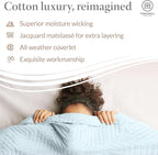 Threadmill Luxury Cotton Blankets for King Size Bed | All-Season Cozy 100% Cotton King Size Blanket | Aster Jacquard Soft & Lightweight Coverlet | Light Blue