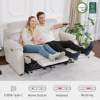 MCombo Zero Wall Recliner Loveseat, Power Recliner Loveseat with Adjustable Headrest, USB A & C Charge Ports, Wood Legs, for Living Room, RVs, Small Spaces (Fabric, ST258M1, Beige)