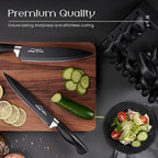Knife Set, Amorston 21 Pieces Kitchen Knife Set with Block and Sharpener, Ultra-Sharp Knives Set with Ergonomic Handles, Black German Stainless Steel Knife Block Set, Dishwasher Safe