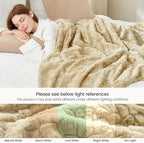 Cozy Bliss Faux Fur Throw Blanket for Couch, Fuzzy Soft Plush Thick Warm Fluffy Reversible Wave Textured Blanket for Sofa Bedroom Living Room, 55 * 70 Inches Kahki