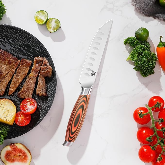 MSY BIGSUNNY Steak Knife Set, 4-Piece, German Steel 5-Inch Blade, High-end Ergonomic Handle Steakhouse Knife Set (Steak Knife Set 5")