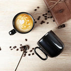 vicrays Ceramic Coffee Mug Set - 18 Ounce Large Stoneware Mug for Men Women - Unique Glazed Porcelain Mugs with Handle for Coffee Latte Tea Milk Cocoa - Set of 4 (Black)