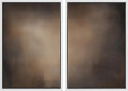 SIGNFORD Framed Canvas Print Wall Art Set Darkened Metallic Texture in Brown Tones Industrial Style Abstract Illustrations Modern Art Decorative for Living Room, Bedroom, Office - 24"x36"x2 White