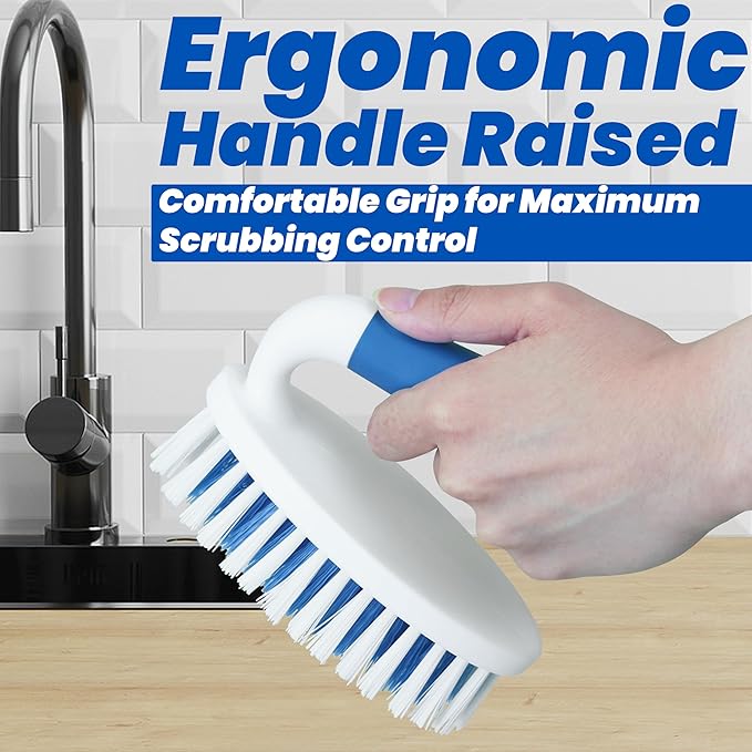 PHYEX Scrub Brush, 2 Size Household Cleaning Brushes with Stiff Bristles, Scrubbing Brush for Carpet, Shower, Bathtub, Kitchen, Pool Tile, Bathroom Scrubber