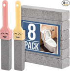 Navona 8 Pack Pumice Stone Scouring Sticks with 2 Universal Handles, Grey Pumice Stone Cleaner for Cleaning Toilets, Bathrooms, Kitchens, Spas and Pools