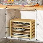 6 Tier Wooden Cabinet Tray Dividers, Kitchen Vertical Tray Divider Organizer, Storing pans, Baking trays, Cutting Board