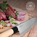 HIROSHI Sushi & Sashimi Knife Set – 4-Piece High Carbon Stainless Steel Japanese Chef Knives with Beech Wood Handle – Professional Kitchen Knife Set for Precision Cutting