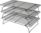 Cooling Racks for Cooking and Baking - 3 Tier Stackable Grid Wire Baking Rack for Oven Cooking, Baking, Grilling, Roasting -Dishwasher Safe Bacon Rack