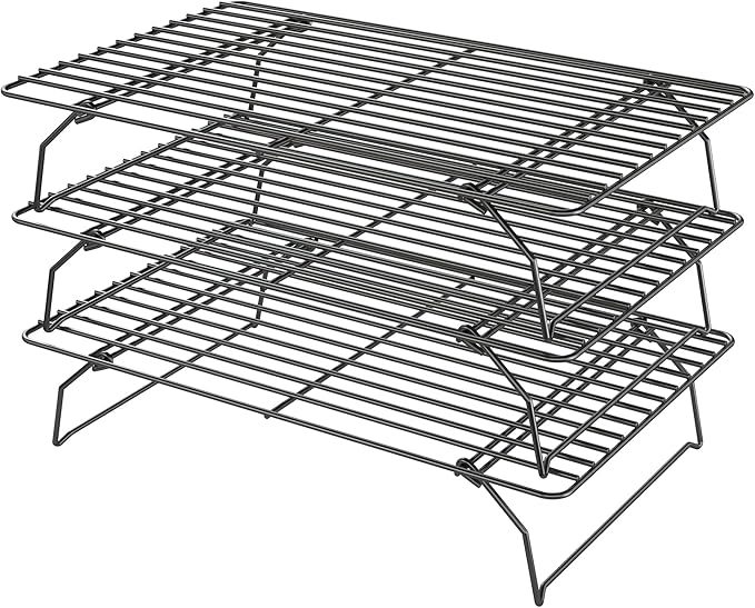 Cooling Racks for Cooking and Baking - 3 Tier Stackable Grid Wire Baking Rack for Oven Cooking, Baking, Grilling, Roasting -Dishwasher Safe Bacon Rack