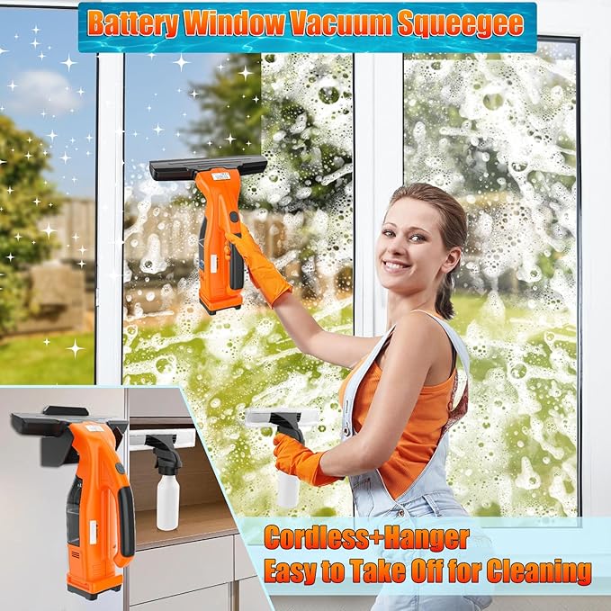 Window Vacuum Squeegee Cordless Compatible for Dewalt 20V/60V Battery (No Battery), Electric Window Cleaner Window Vacuum, Vacuum Squeegee for Window Cleaning, Mirror, Glass, Car Windshield