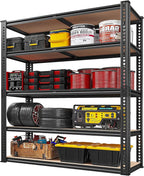 REIBII 40" W Garage Shelving 2500LBS Storage Shelves 72" H Metal Shelving 5 Tier Metal Shelves Adjustable Pantry Shelf for Garage Closet Kitchen Basement 40" W x 19.7''D x 72''H