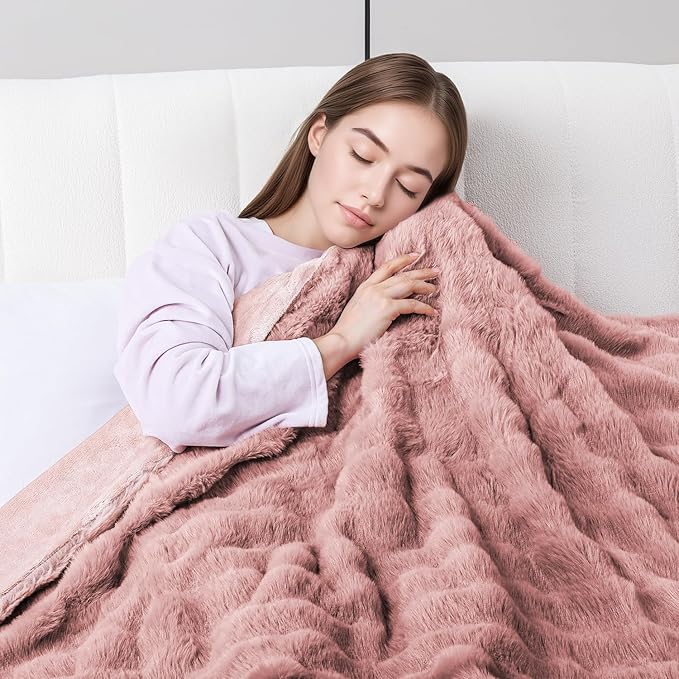 Heated Blanket Electric King- 100"x90" Soft Thick Bubble Electric Blanket for Sofa with 5 Heat Levels & 10 Hours Auto-Off Overheat Protection, Warm Cozy Gifts, Pink