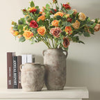 Large Flower Vase Home Decor - 12 inch Tall Ceramic Farmhouse Rustic Table Vases with Handle Living Room Decoration Decorative Modern Vintage for Floor Kitchen Shelf Coffee Dining Desk Fireplace