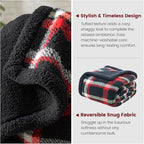 Cozy Bliss Luxury Sherpa Throw Blanket for Couch, Premium Reversible Buffalo Plaid Thick Throw, Warm Cozy Soft Blanket for Home and Gifts (Scotland Plaid Red, 50" x 60")
