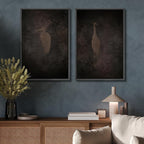 SIGNFORD Framed Canvas Print Wall Art Set Abstract Crane Silhouettes Vintage Dark Tones Illustration Modern Art Decorative Nordic Nature for Living Room, Bedroom, Office - 16"x24"x2 Black