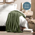 Bare Home Fleece Blanket - Throw/Travel - Ultra-Soft Lightweight for Bed, Sofa, and Couch - Luxury Microplush - Cozy Warm Blanket (Throw/Travel, Cypress)