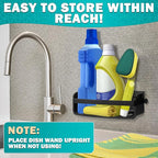 Dish Sponge with Handle – High-Density Absorbent Dish Washing Brush with Handle for Quick & Easy Dishwashing – Non-Scratched Cellulose, Leak-Proof Design for No-Mess Soap Application & Comfortable Use