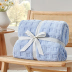 Cozy Bliss Soft King Size Waffle Blanket - Lightweight Cozy Blankets Gift for Women,Cute Checkered Throws Blanket for Bed, Couch and Sofa,Light Blue,108x90 Inches