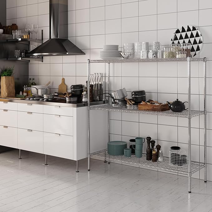 18" Deep x 54" Wide x 54" Height Wire Shelving Kit | 3-Tier | NSF Commercial Storage Rack Unit