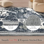 RUGSURE Washable Area Rugs - Perfect for Living Room, Bedroom, Kids Room, Nursery - Stain & Water Resistant Non-Slip, Pet & Child Friendly, Vintage Tribal Area Rugs (Grey, 2'6'' x 8')