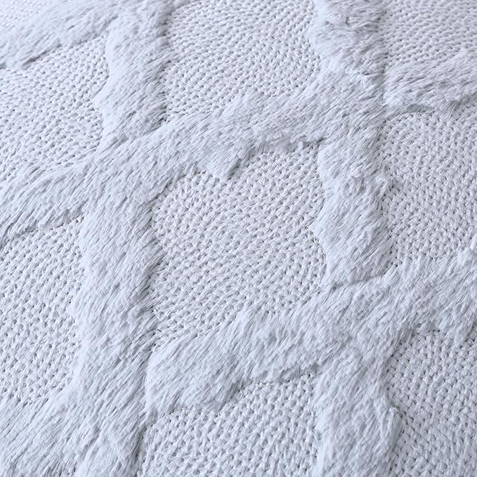 Set of 2 Soft Moroccan Throw Pillow Covers 16x16 Inch Plush Boho Decorative Pillow Cover Accent Cushion Case for Couch Sofa Bed, Grey