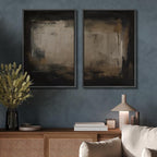 SIGNFORD Framed Canvas Print Wall Art Set Neutral Black and Brown Contemporary Minimalist Illustration Modern Art Decorative for Living Room, Bedroom, Office - 24"x36"x2 Black