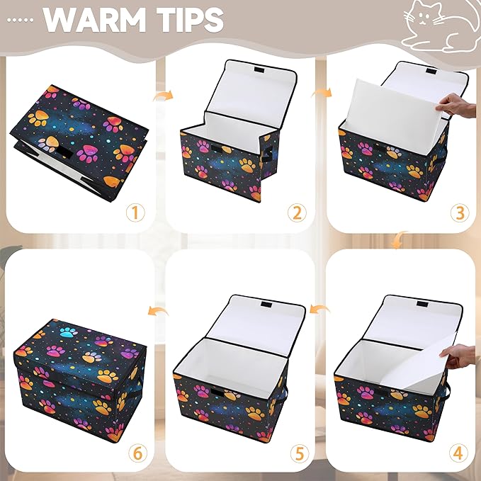 Stackable Clothes Storage Bins with Lids,Closet Organizers Fabric Printing Box for Home and Office,Blanket Clothes Organizers,Under Bed Storage Containers 3 Pack.