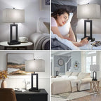 Set of 2 Modern Touch Control Table Lamps with 2 USB Ports, 22’’ Large Bedside Nightstand Lamps 3-Way Dimmable Desk Lamp with Grey Fabric Shade for Bedrooms Living Room Reading, 2 LED Bulbs Included