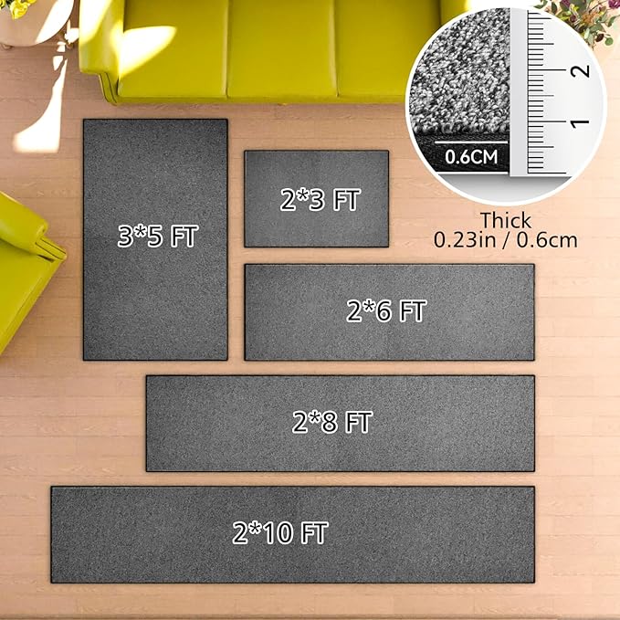Runner Rug with Non Slip Rubber Backing, Washable Soft Floor Carpet for Kitchen, Hallway, Entryway Indoor, Bedroom, Laundry, Low Pile Area Rugs, Solid color with Pointillism style, 2*10 ft BLACK