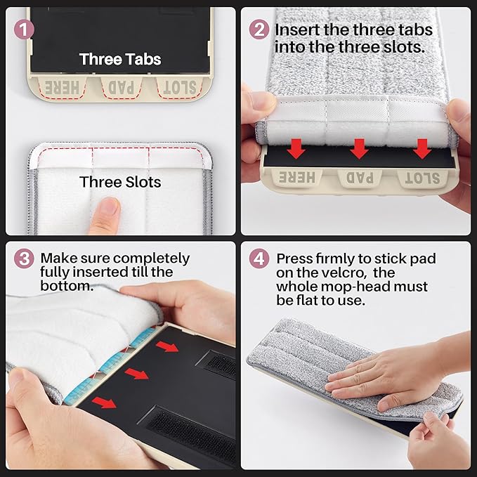 JOYMOOP Flat Mop, Microfiber Mops for Floor Cleaning and Wall Cleaner, 50" Mop with 13" Flat Head with a Microfiber Mop Pad - Beige & Blush Brown