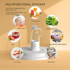 Portable Blender, Personal Smoothie Maker with 6 Blades, Rechargeable Mini Juicer Cup, 17 oz with Travel Lid for Outdoors, Camping, Office, Kitchen (White)