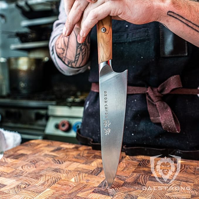 Dalstrong Chef Knife - 8 inch - Phantom Series - Japanese High-Carbon AUS8 Steel Kitchen Knife - Olive Wood Handle - Cooking Knife - Chef's Knife - w/Sheath