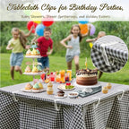 24 Pcs Clear Table Cloth Holder Clips for Thick Tables, Plastic Tablecloth Clips for Outdoor Tables, Picnic Table Cover Clips Clamps for Wind, Table Cloth Clips for Party Camping Christmas Birthday L