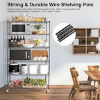 YNN Storage Shelves,2100Lbs 6 Tier Heavy Duty Metal Rolling Shelving Unit with Wheels & 8 Hooks, Adjustable Garage Wire Rack for Kitchen, Bathroom,Industrial,Pantry(36" W x 14" D x 72" H,Black)