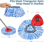 Matthew Spin Mop Replacement Kit - 4 Refill Heads, 30-58in Handle & Base Combo Set (Blue, 1-Tank System)