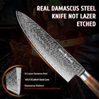 Kitory Damascus Chef Knife, 8" Ultra Sharp Kitchen knife - High Carbon 73-Layer 10Cr15CoMoV Stainless Steel - with White Shadow Wood Handle, for Kitchen and Restaurant, 2025 Gift