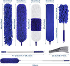 9PCS Dusters for Cleaning,Extendable Microfiber Duster with Extension Pole Up to 100'',Bendable Washable and Reusable Dusters Kit for Ceiling Fans, Blinds, High Ceilings, Furniture,Cars