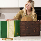 AZRHOM Large End Grain Walnut Wood Cutting Board 17x13x1.5 in Thick Butcher Block for Kitchen with Non-slip Mats Juice Groove & Handles (Gift Box)