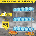 Storage Shelves, 36" L x 14" W x 36" H Heavy Duty Garage Wire Shelving Unit Loads 1050LBS, 3-Tier Adjustable Metal Industrial Utility Shelf Rack for Kitchen, Laundry Room, Basement