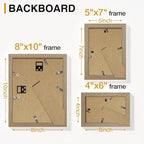 Vittanly 15 Pack Picture Frames Collage Wall Decor, Multi Sizes Including 3pcs 8x10, 6pcs 5x7 and 6pcs 4x6 Photo Frames, Gallery Frame Set for Wall or Tabletop Display, Olive Brown