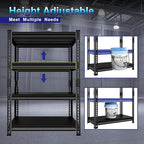 Adjustable Garage Storage Shelves - 35.4''W Garage Shelving Heavy Duty Loads 1280LBS, Metal Industrial Utility Shelf for Warehouse, Kitchen, Laundry Room, 35.4" W x 15.7" D x 66" H, Black