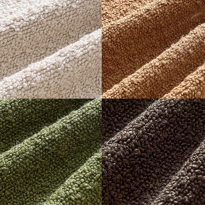 MIULEE Pack of 4 Decorative Textured Boucle Throw Pillow Covers 18x18 Inch Green Brown Accent Solid Pillow Cases Soft Couch Cushion Covers Modern Farmhouse Boho Chair Sofa Bed Livingroom Home Decor